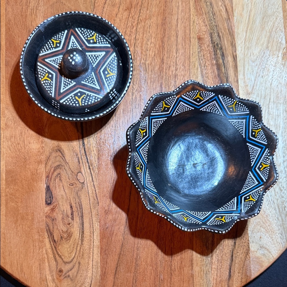 Handcrafted Ethiopian Black and Yellow Decorative Bowl Set